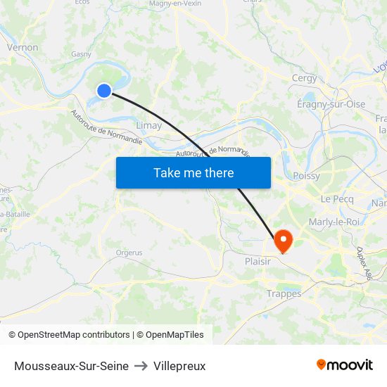 Mousseaux-Sur-Seine to Villepreux map