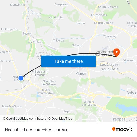 Neauphle-Le-Vieux to Villepreux map