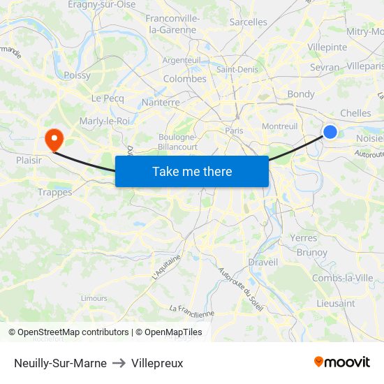 Neuilly-Sur-Marne to Villepreux map