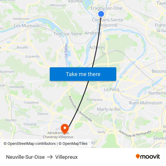 Neuville-Sur-Oise to Villepreux map