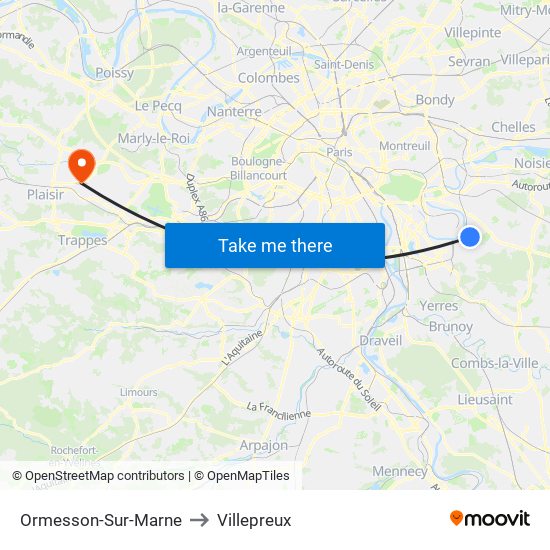 Ormesson-Sur-Marne to Villepreux map