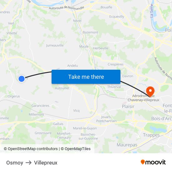 Osmoy to Villepreux map