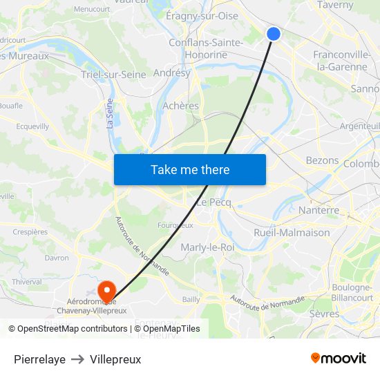 Pierrelaye to Villepreux map