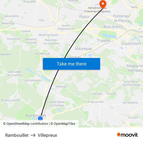 Rambouillet to Villepreux map