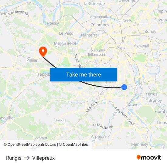 Rungis to Villepreux map