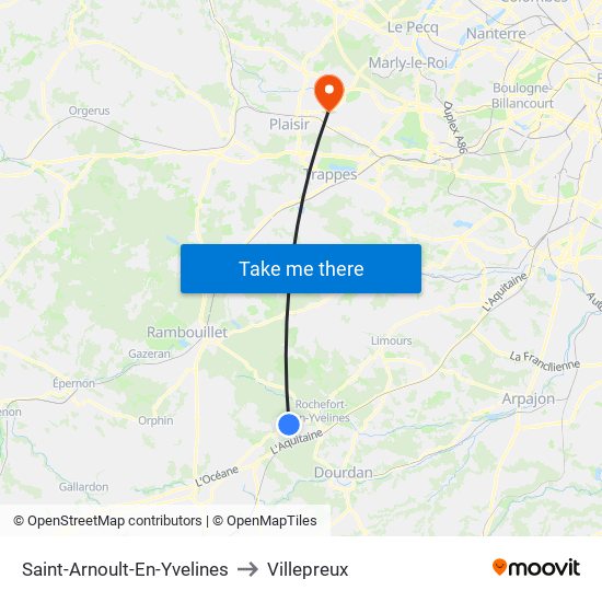 Saint-Arnoult-En-Yvelines to Villepreux map