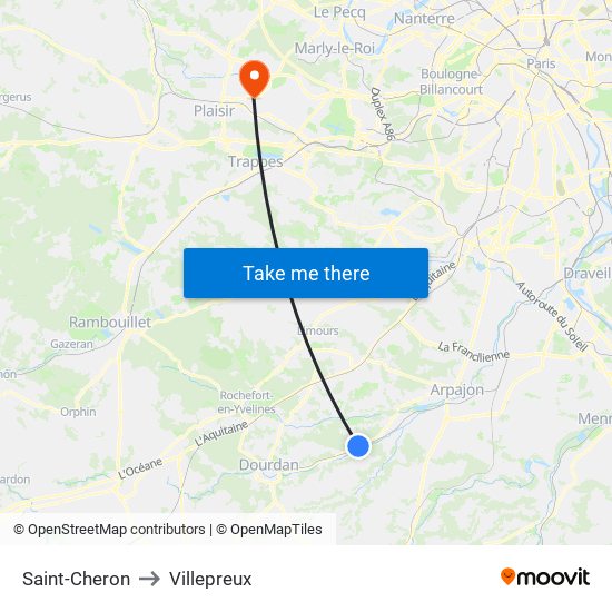 Saint-Cheron to Villepreux map