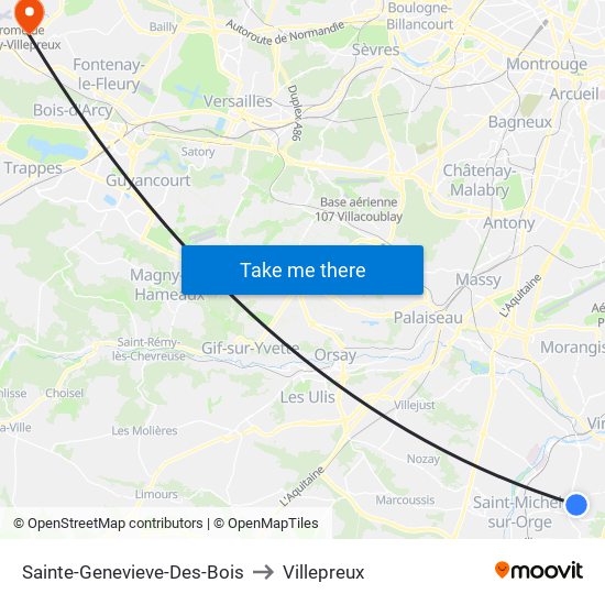 Sainte-Genevieve-Des-Bois to Villepreux map