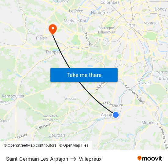 Saint-Germain-Les-Arpajon to Villepreux map