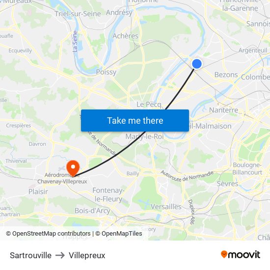 Sartrouville to Villepreux map