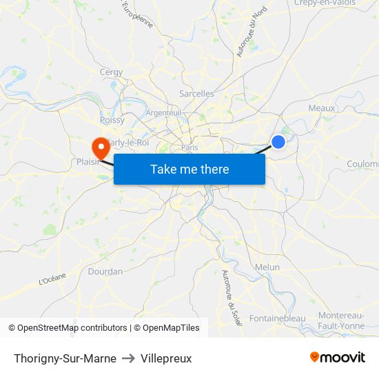 Thorigny-Sur-Marne to Villepreux map