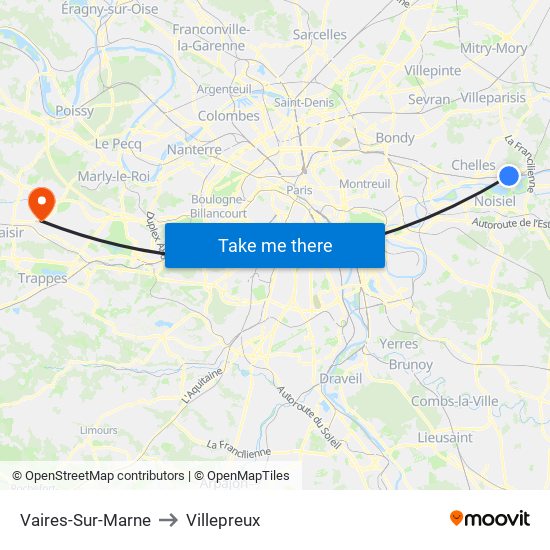 Vaires-Sur-Marne to Villepreux map