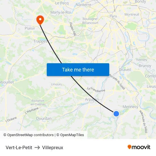 Vert-Le-Petit to Villepreux map