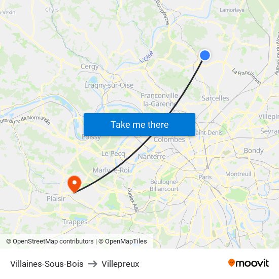Villaines-Sous-Bois to Villepreux map