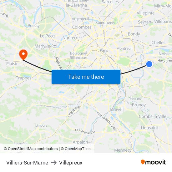 Villiers-Sur-Marne to Villepreux map