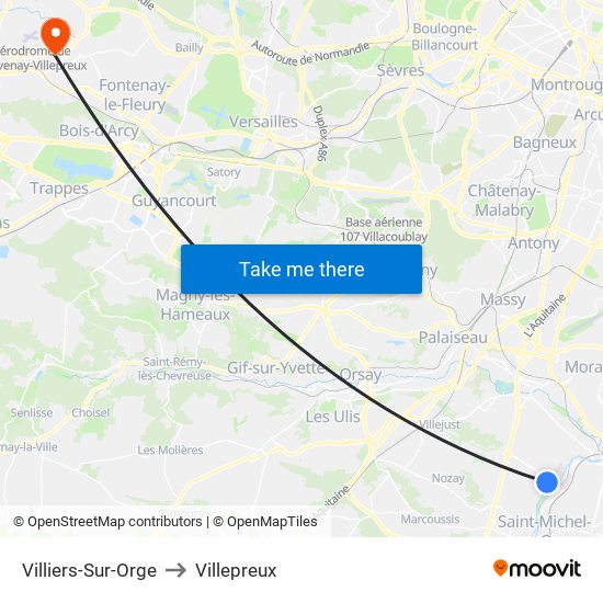 Villiers-Sur-Orge to Villepreux map