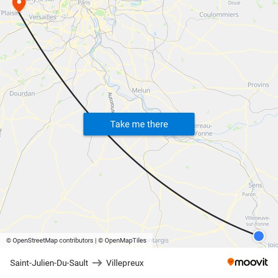 Saint-Julien-Du-Sault to Villepreux map