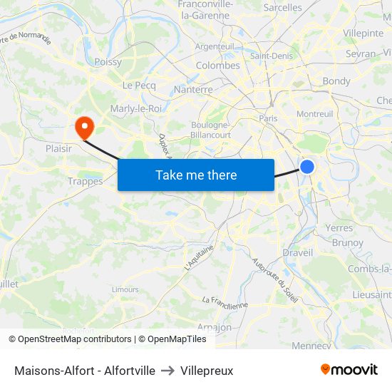 Maisons-Alfort - Alfortville to Villepreux map