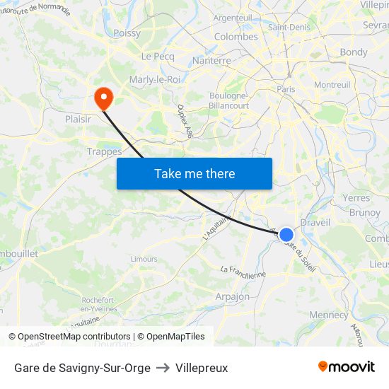 Gare de Savigny-Sur-Orge to Villepreux map
