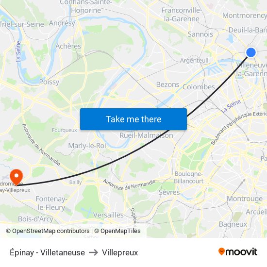 Épinay - Villetaneuse to Villepreux map