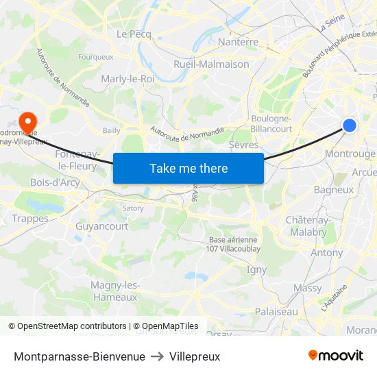 Montparnasse-Bienvenue to Villepreux map