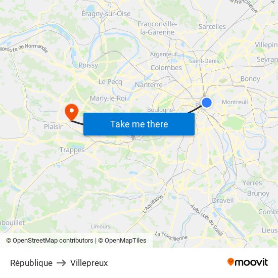 République to Villepreux map