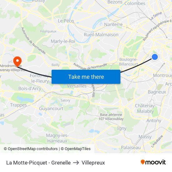 La Motte-Picquet - Grenelle to Villepreux map