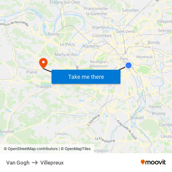 Van Gogh to Villepreux map