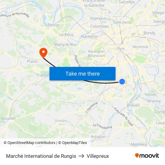Marché International de Rungis to Villepreux map