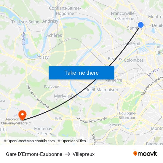 Gare D'Ermont-Eaubonne to Villepreux map