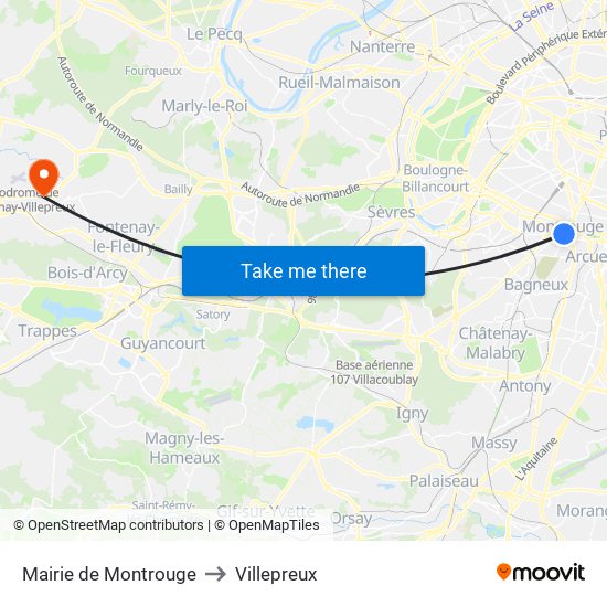 Mairie de Montrouge to Villepreux map