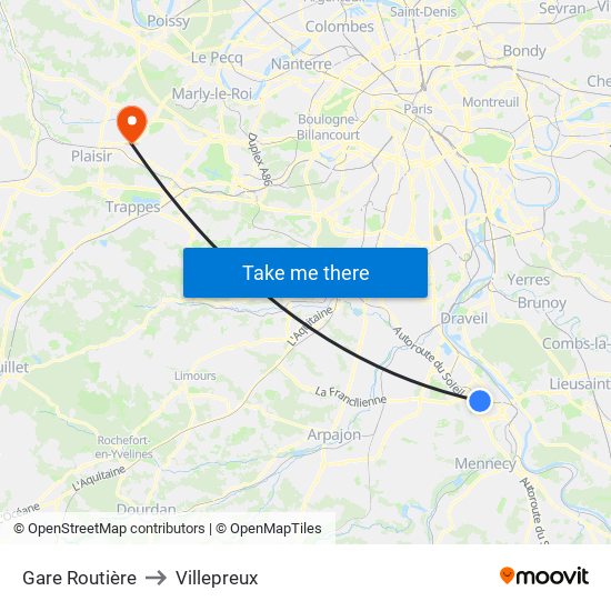 Gare Routière to Villepreux map