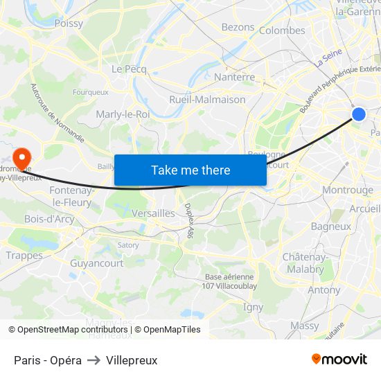 Paris - Opéra to Villepreux map