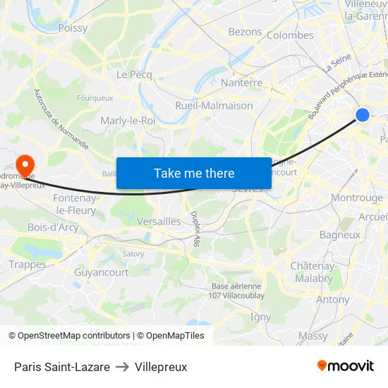 Paris Saint-Lazare to Villepreux map