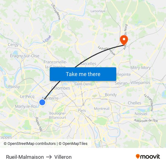 Rueil-Malmaison to Villeron map