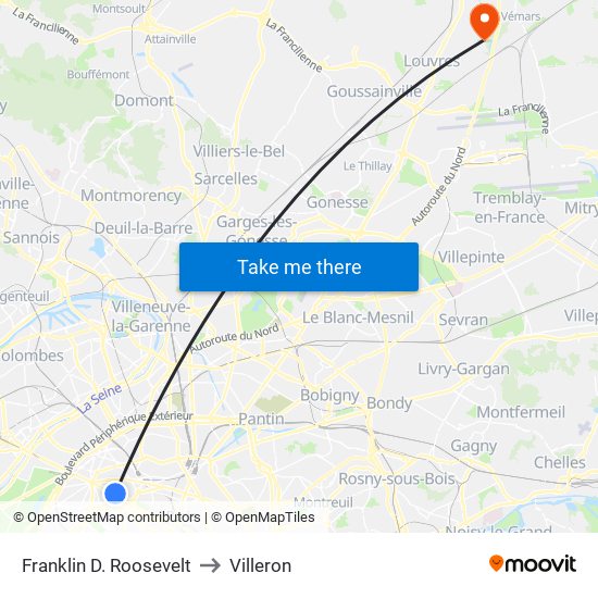 Franklin D. Roosevelt to Villeron map
