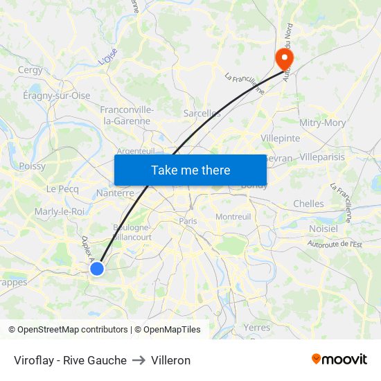 Viroflay - Rive Gauche to Villeron map