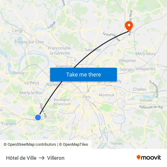 Hôtel de Ville to Villeron map