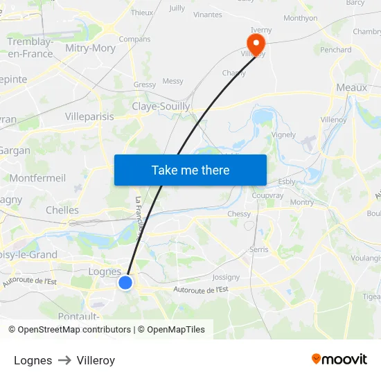 Lognes to Villeroy map