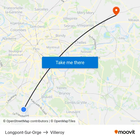 Longpont-Sur-Orge to Villeroy map