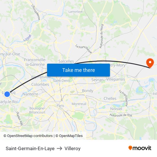 Saint-Germain-En-Laye to Villeroy map