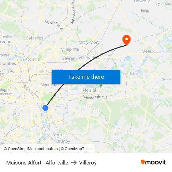 Maisons-Alfort - Alfortville to Villeroy map