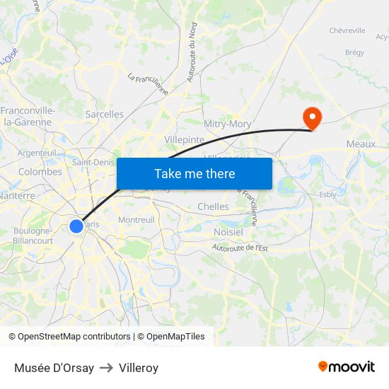 Musée D'Orsay to Villeroy map
