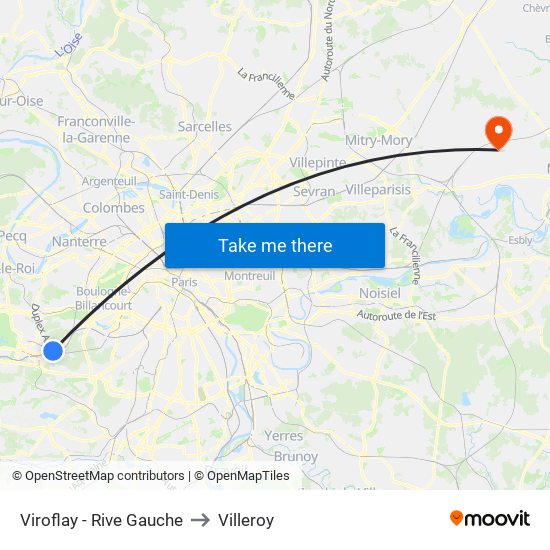Viroflay - Rive Gauche to Villeroy map
