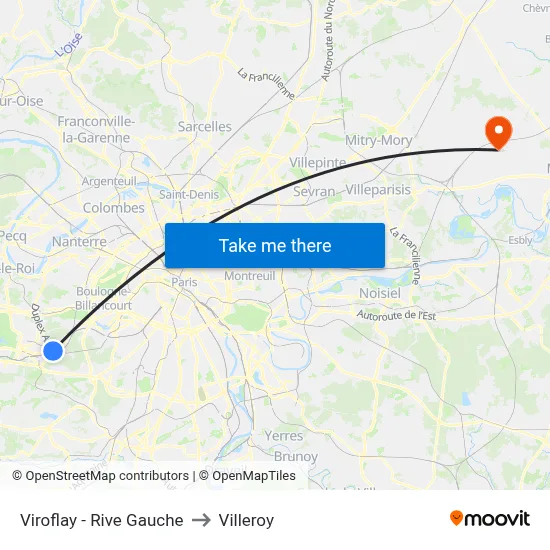 Viroflay - Rive Gauche to Villeroy map