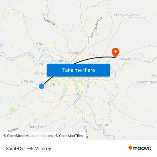 Saint-Cyr to Villeroy map