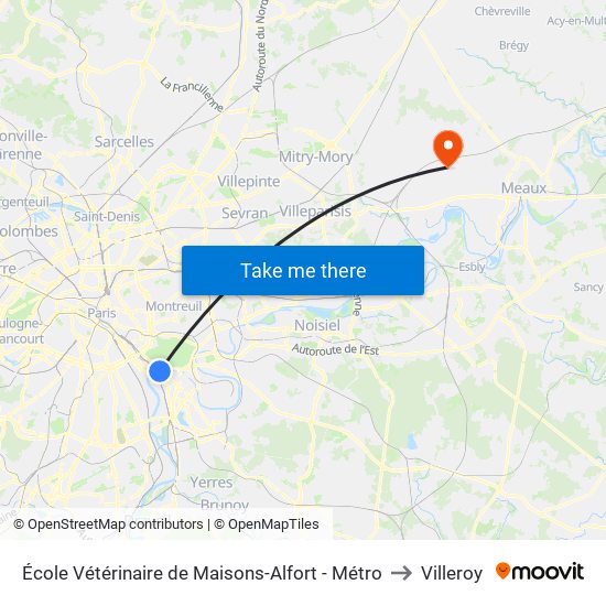 École Vétérinaire de Maisons-Alfort - Métro to Villeroy map