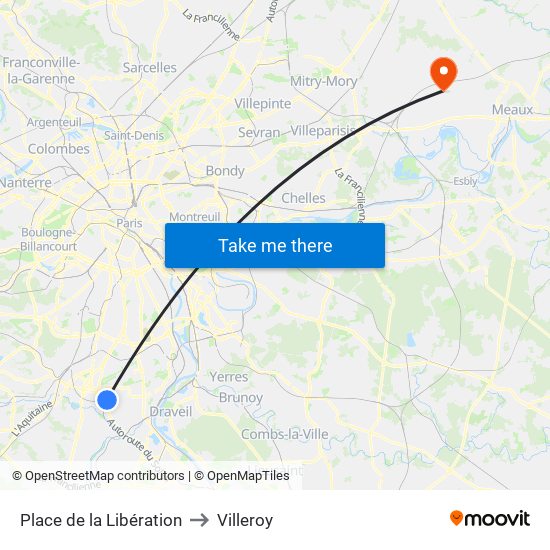 Place de la Libération to Villeroy map