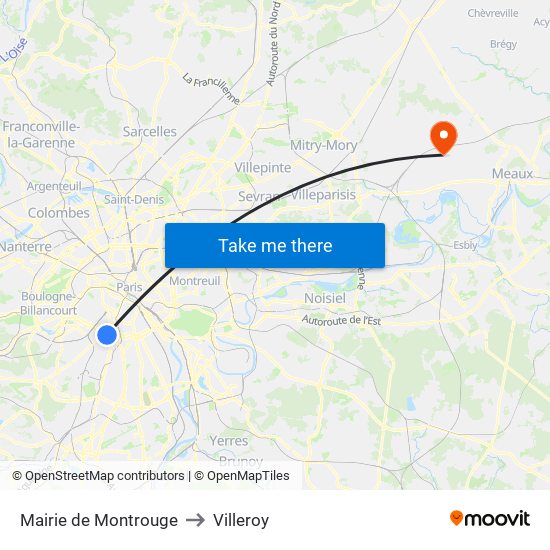 Mairie de Montrouge to Villeroy map