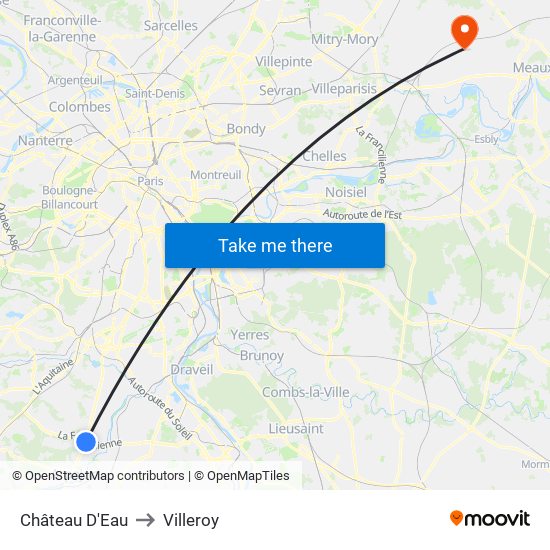Château D'Eau to Villeroy map